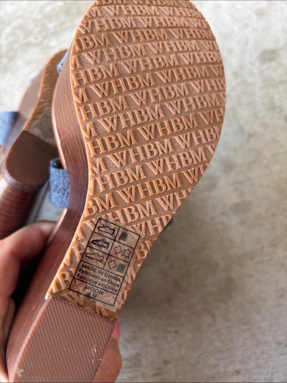 White House Black Market Chambray Crisscross Wedge Sandals - Blue and Brown - Picture 11 of 15
